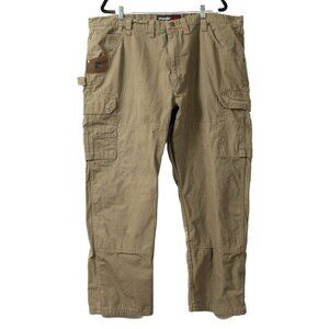 Wrangler Riggs Workwear Flannel Lined Pant Khaki Carpenter Mens Size 44x30